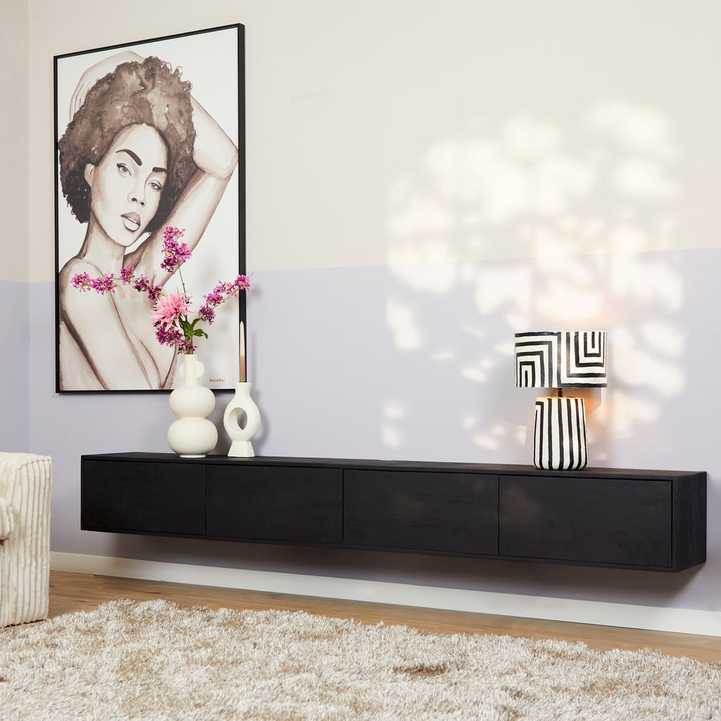 Schwebendes TV-Möbel Vision Schwarz | 240 cm