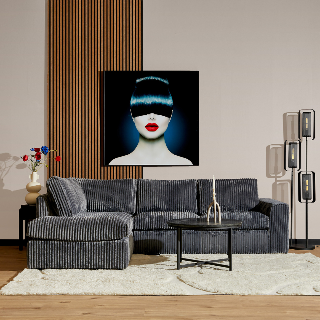 Ecksofa Teddy Anthrazit 271x199x87 cm – 2,5-Sitzer mit Ottomane links von MeinLieblingsplatz by BENEDO