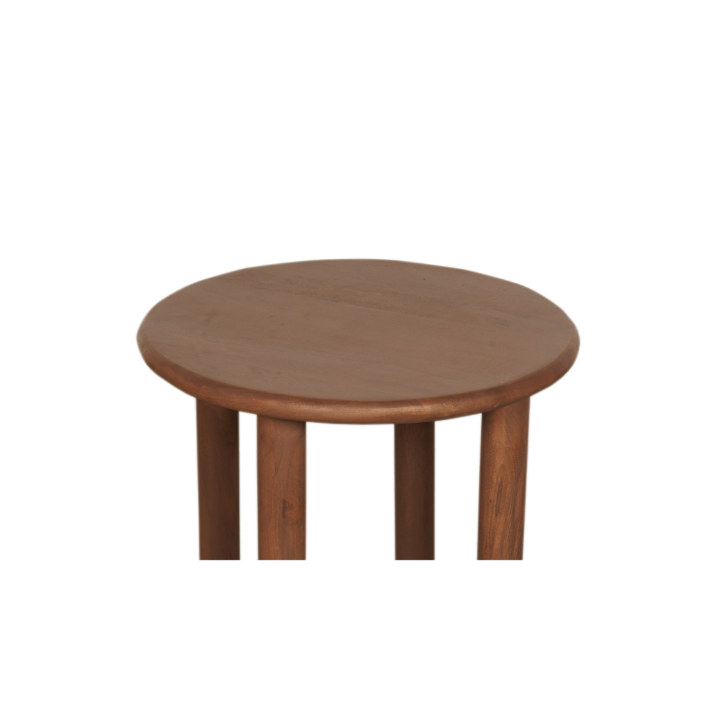 Couchtisch Enzo Walnuss – Massives Mangoholz, rundes Design mit 3 Beinen, 37x37x41 cm