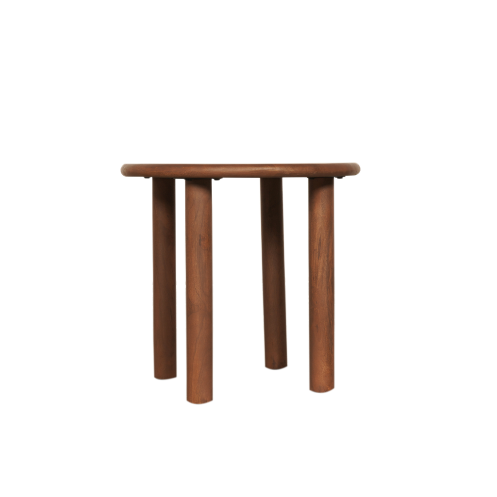 Couchtisch Enzo Walnuss – Massives Mangoholz, rundes Design mit 3 Beinen, 37x37x41 cm