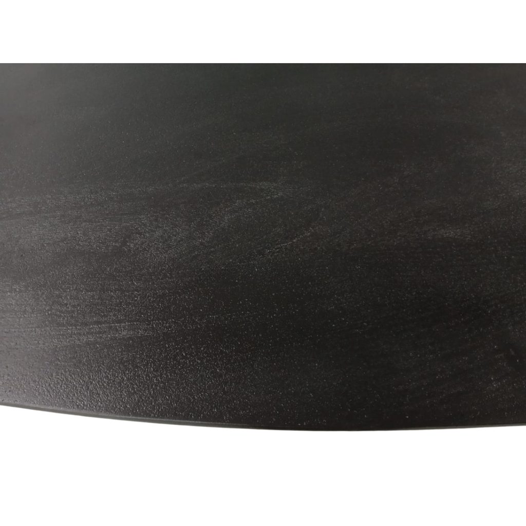 Esstisch Jacky Oval Schwarz – Massivholztisch aus Mangoholz mit schwarzem Metallgestell, 160 x 90 x 76 cm, 6 cm Platte