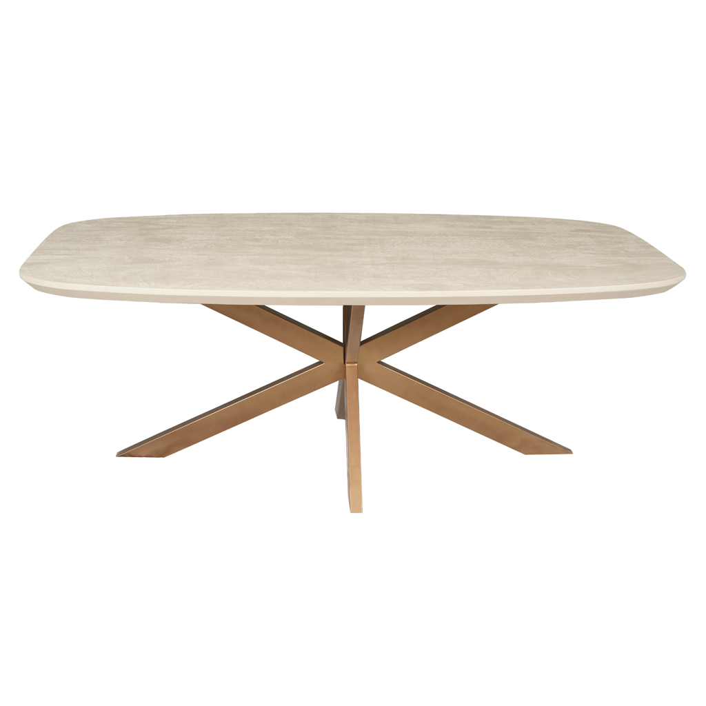 Esstisch Mandy Sand – Rechteckiger Mangoholztisch 160 x 90 x 76 cm mit bronzefarbenem Gestell