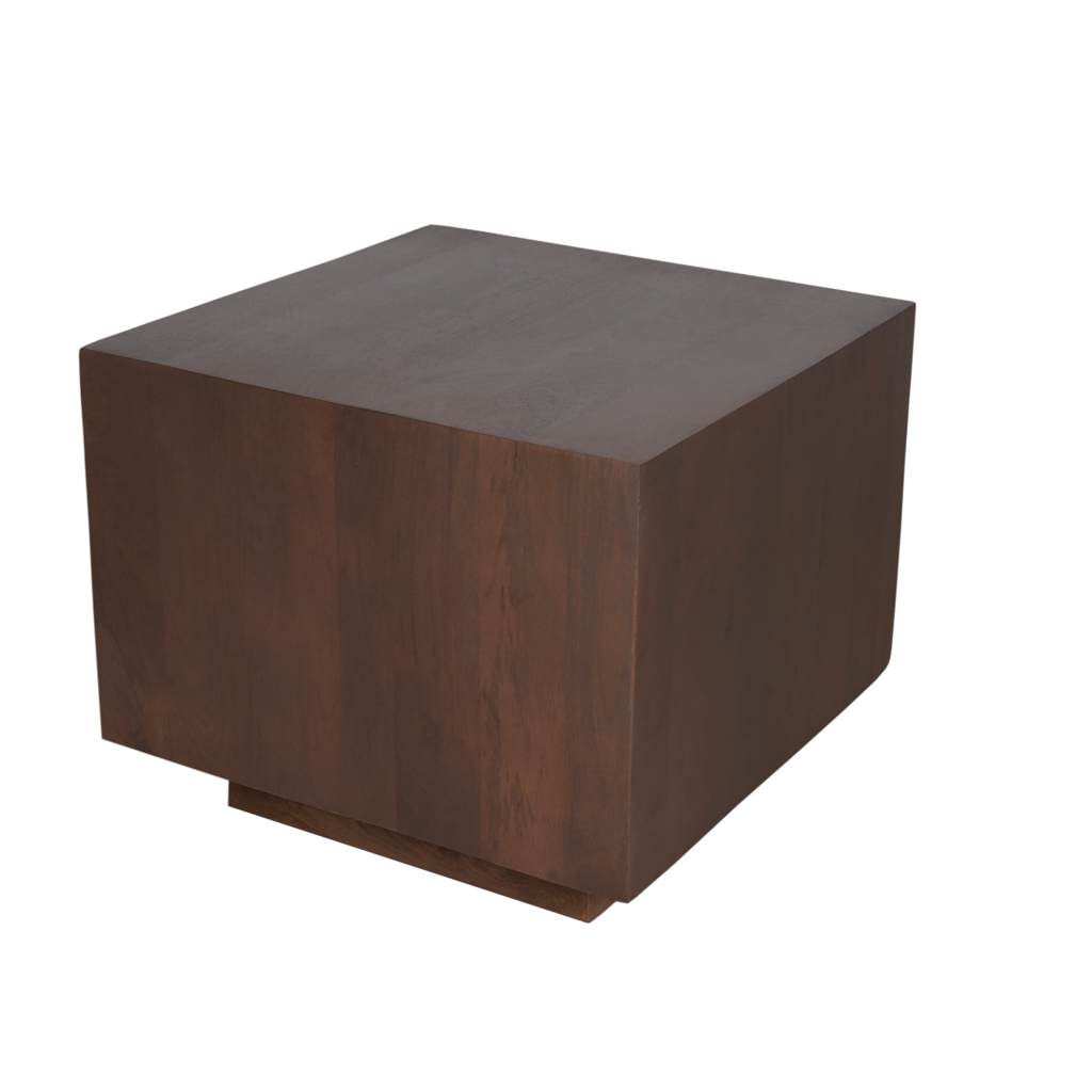 Couchtisch Enzo Walnuss – Massives Mangoholz, rundes Design mit 3 Beinen, 37x37x41 cm