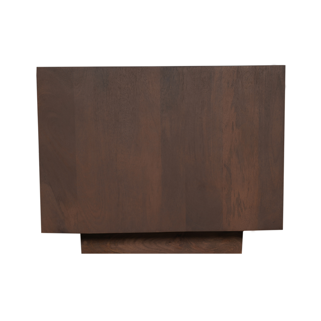 Couchtisch Enzo Walnuss – Massives Mangoholz, rundes Design mit 3 Beinen, 37x37x41 cm