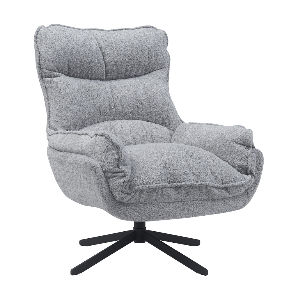 Sessel Vera Hellgrau – moderner Drehsessel mit Stoffbezug & Metallgestell, 82×95×96,5 cm