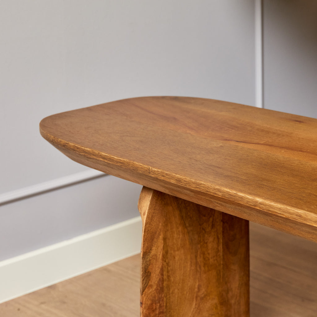 Sitzbank TeTey – Massives Mangoholz, 220 x 38 x 45 cm, robuste Esszimmerbank