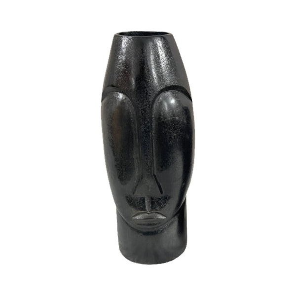Vase Celina Schwarz – Aluminiumvase 12×10×41 cm mit oxidierter Oberfläche, elegantes Wohnaccessoire
