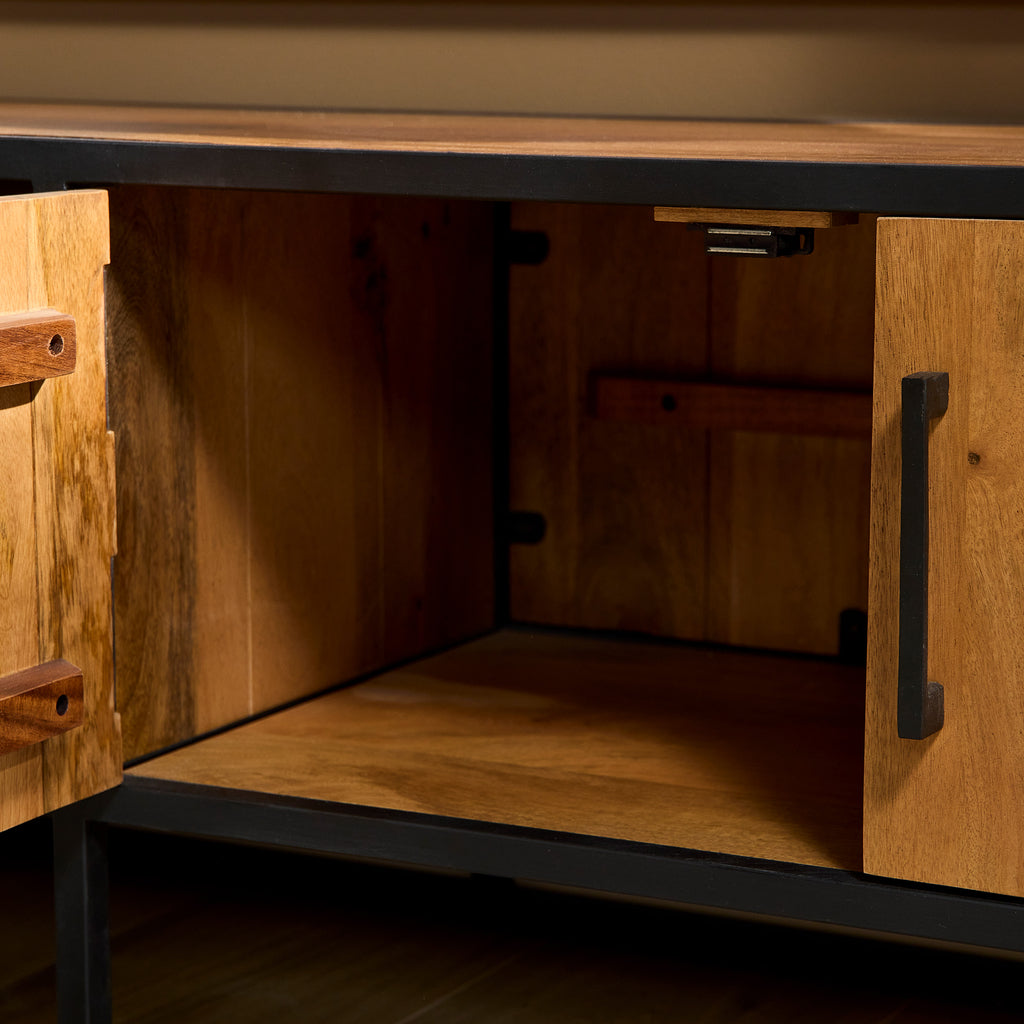 Tv-Schrank Denver | Mangoholz und Stahl | 240 cm