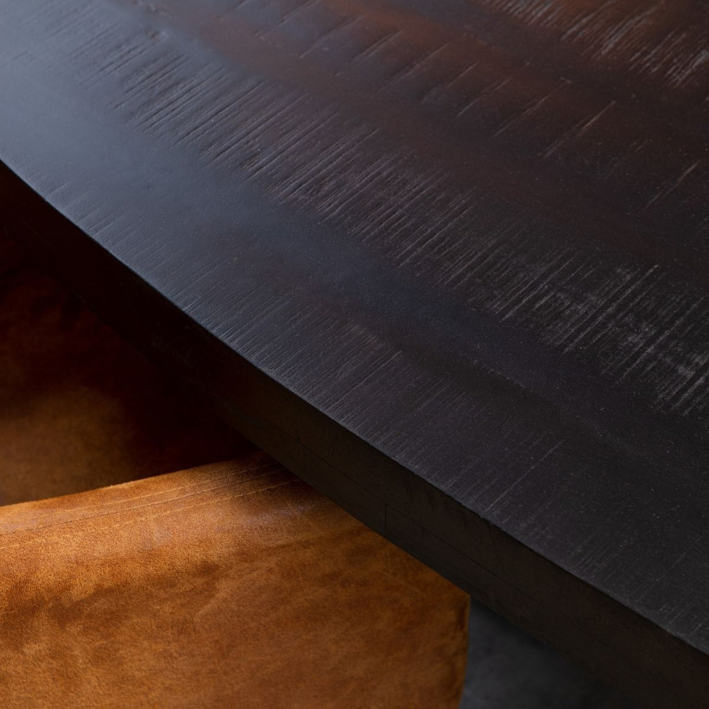 Esstisch Delta Oval Schwarz – Massivholztisch aus Mangoholz mit Metallgestell, 240 x 110 x 76 cm, 5,5 cm Platte