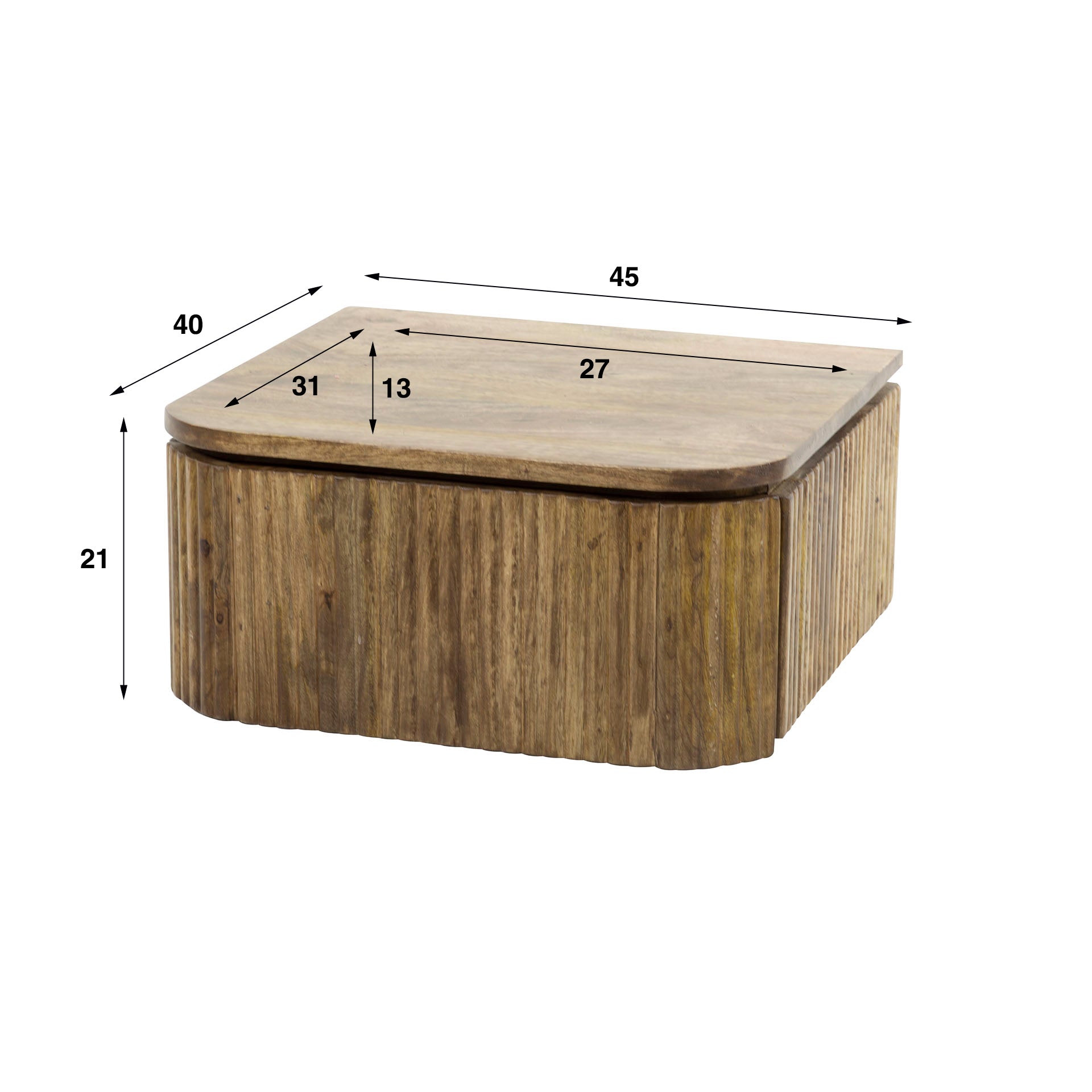 Beistelltisch – Modena Noir – Massivholz Mango Sandfarbe