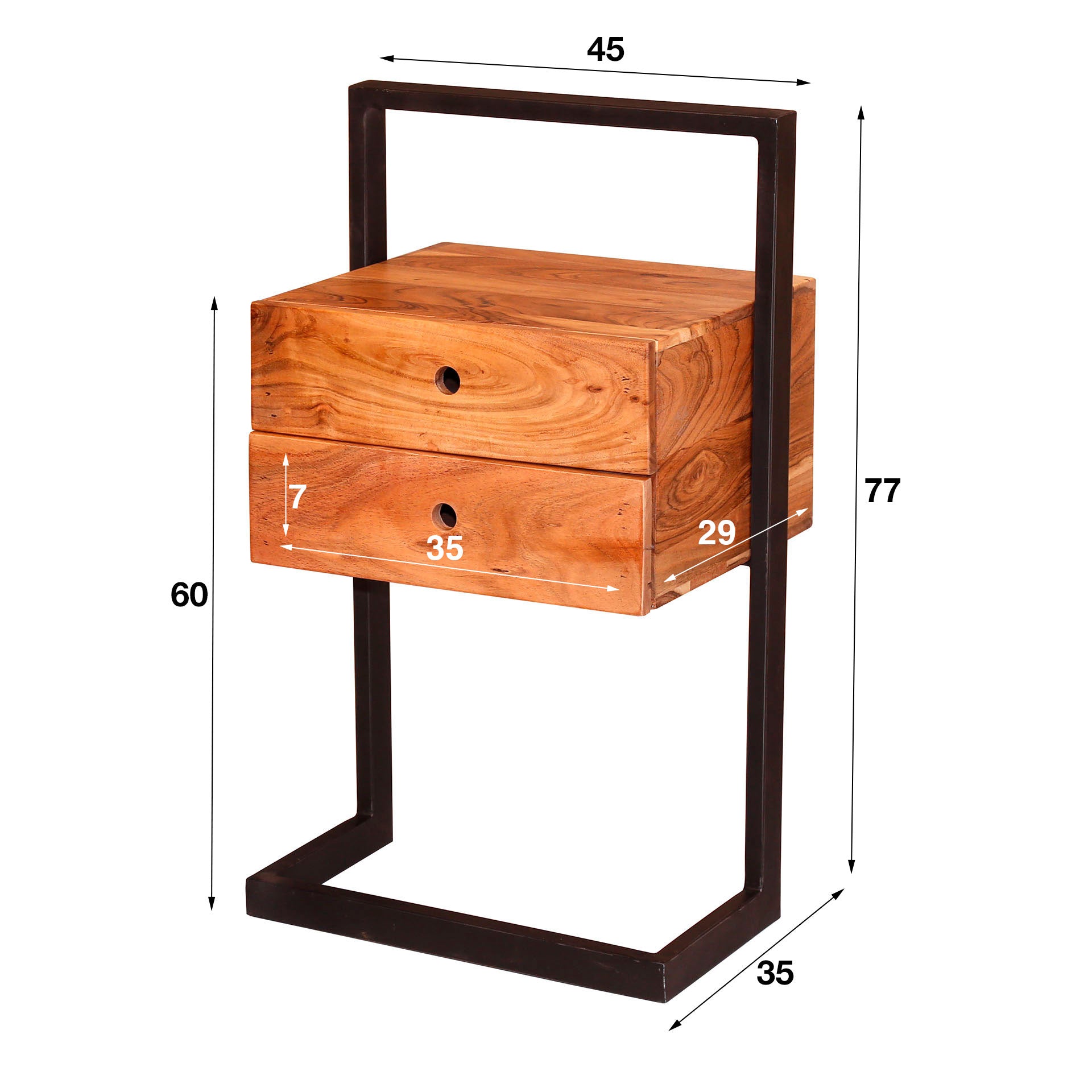 Beistelltisch – Prisma Frame – Massivholz Akazie natur