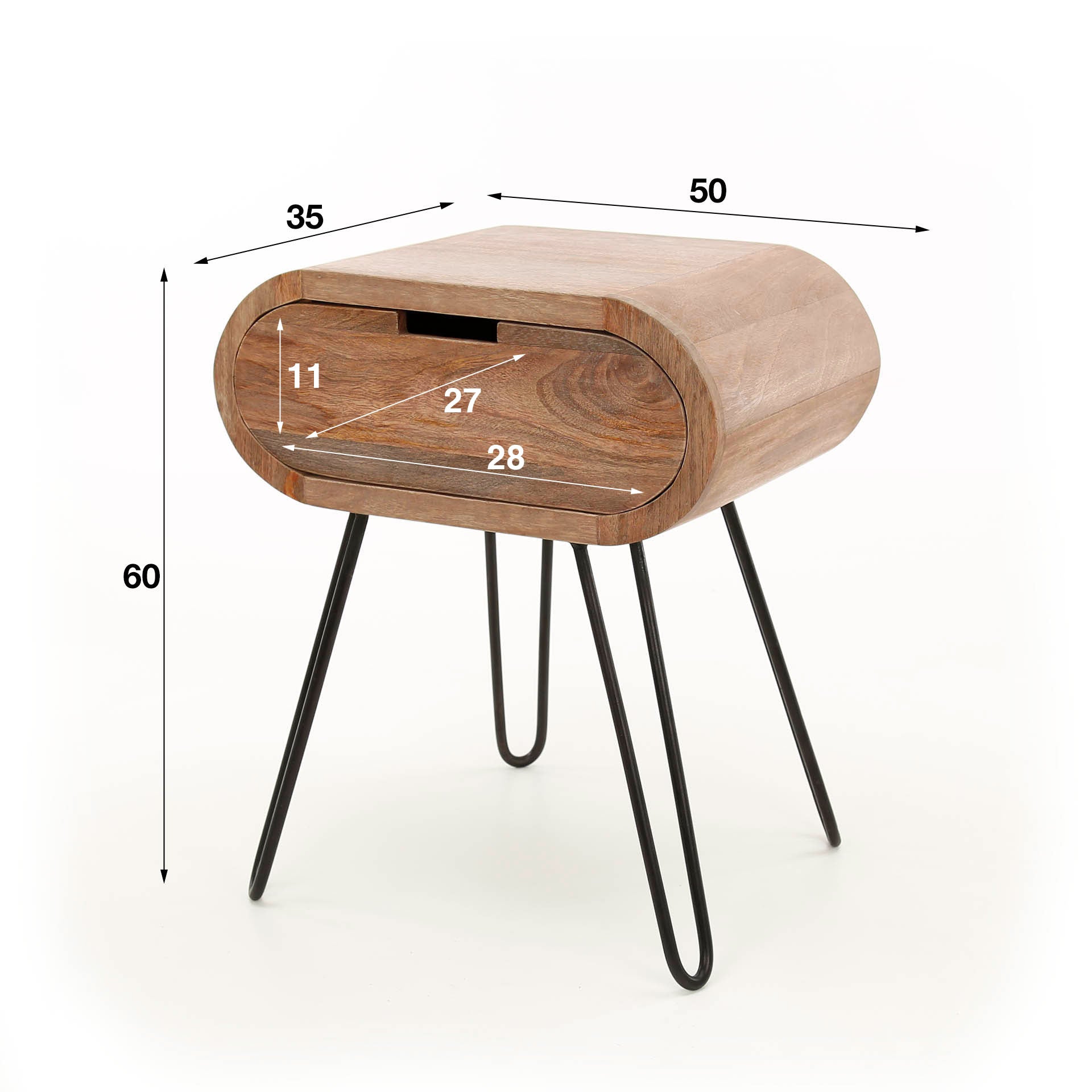 Beistelltisch – Luma Pure – Massivholz Mango Sandfarbe
