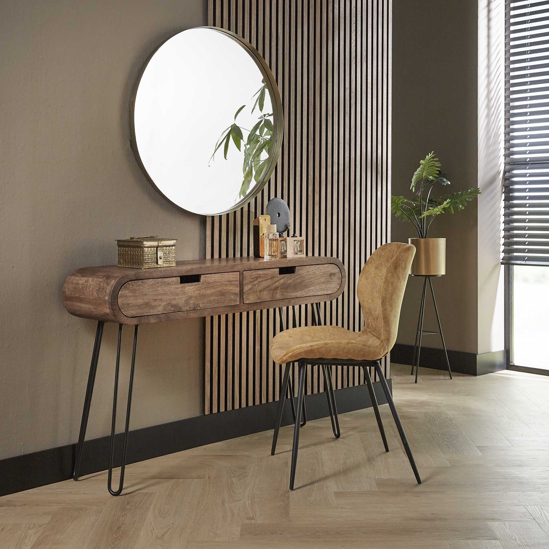 Beistelltisch – Canto Frame – Massivholz Mango Sandfarbe