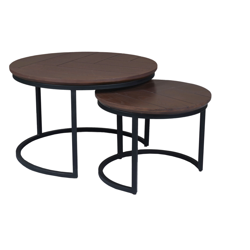 Couchtisch Enzo Walnuss – Massives Mangoholz, rundes Design mit 3 Beinen, 37x37x41 cm