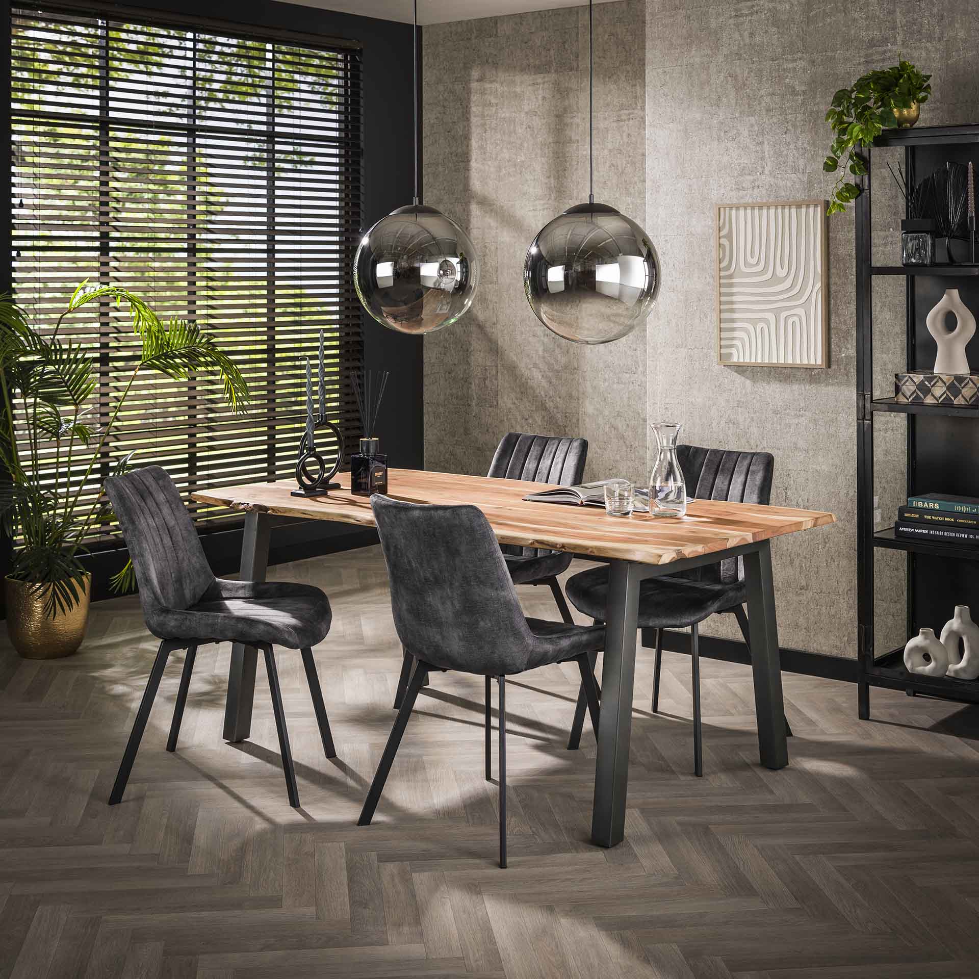 Esstisch Bordo 180x90x76 cm – Akazienholz mit Baumkante & Stahlgestell