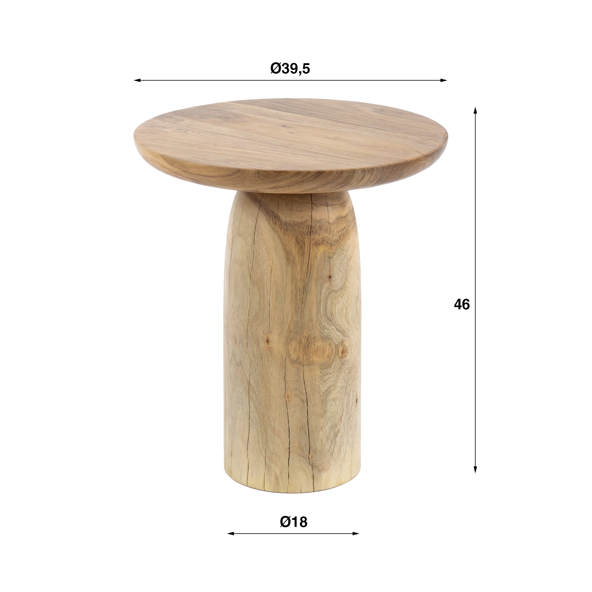 Beistelltisch Rivaro L 40x40x45 cm – organische Form aus massivem Akazienholz mit mattem Finish