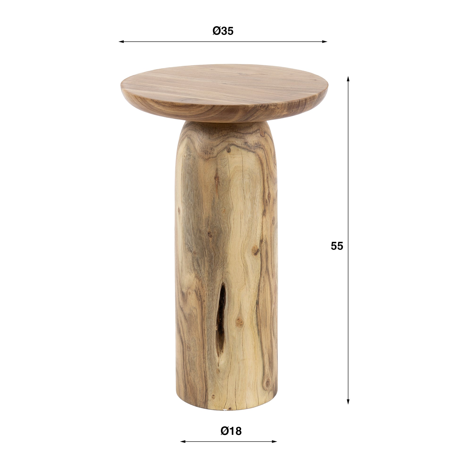 Beistelltisch Rivaro XL 35x35x55 cm – massives Akazienholz mit organischer Form & mattem Finish