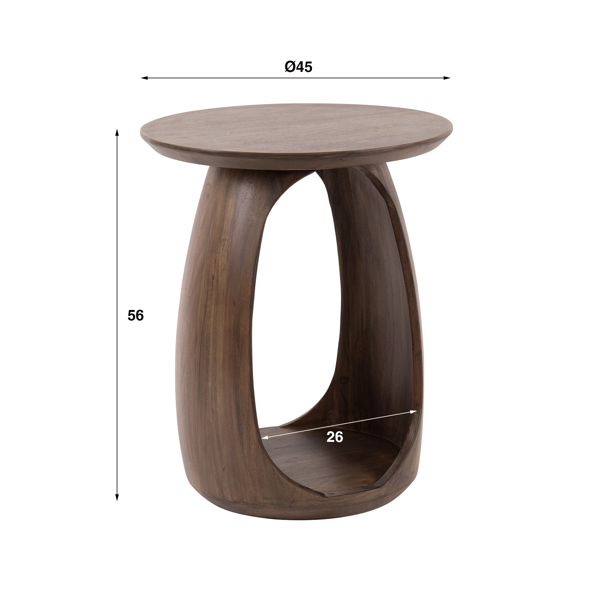Beistelltisch S Ondaro Solid 45x45x56 cm – organisches Design aus massivem Akazienholz mit warmem Finish
