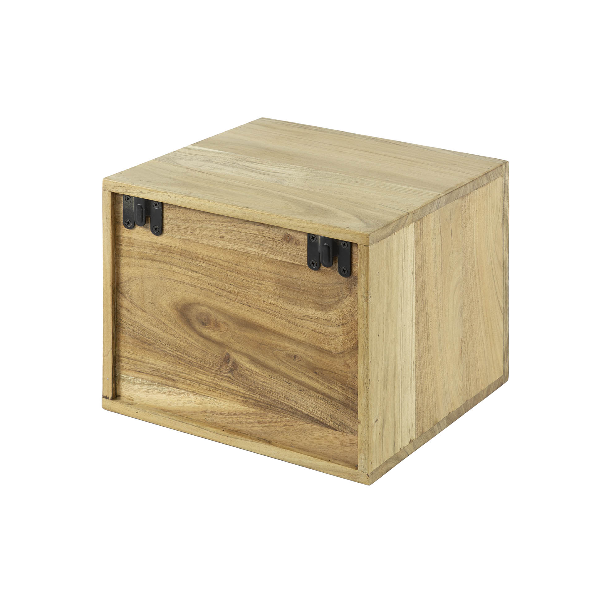 Schwebender Nachttisch Liora – Akazienholz mit Baumquerschnitt-Front, 30 x 29 x 25 cm