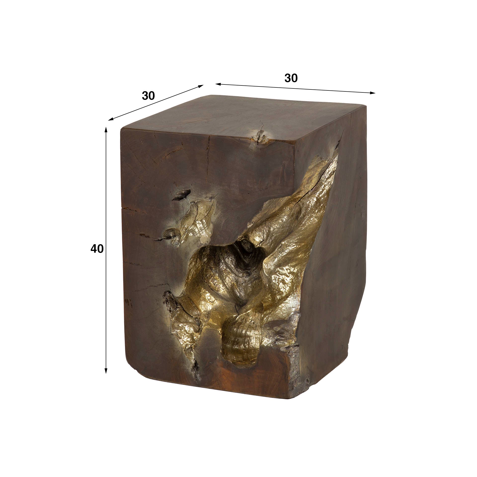 Beistelltisch quadratisch Grau und Gold / Grau