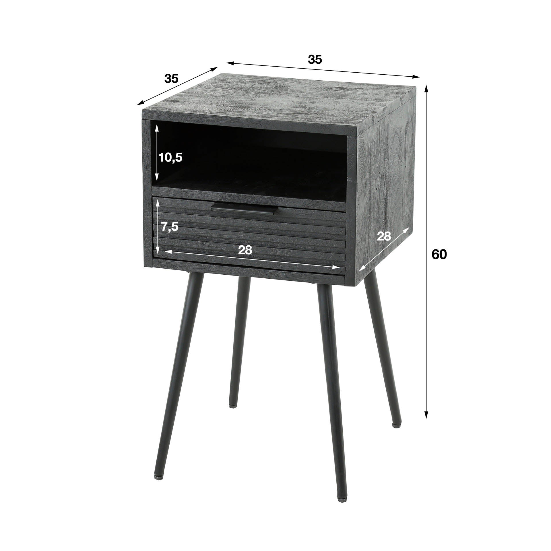 Beistelltisch – Evo Studio – Massivholz Mango schwarz