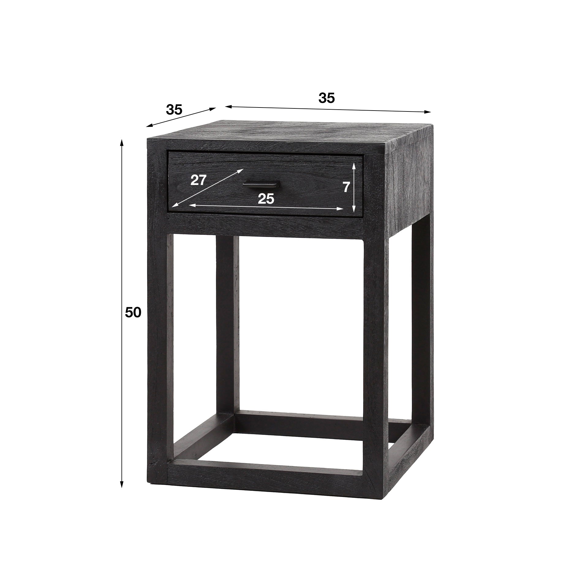 Beistelltisch – Lumina Frame – Massivholz Akazie schwarz