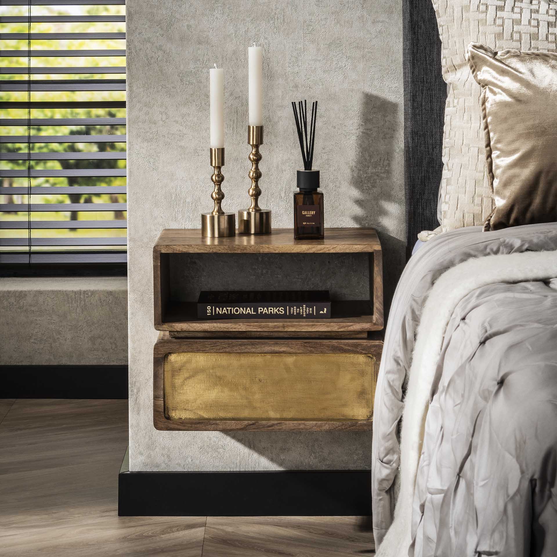 Beistelltisch – Noro Stone – Massivholz Mango Sandfarbe