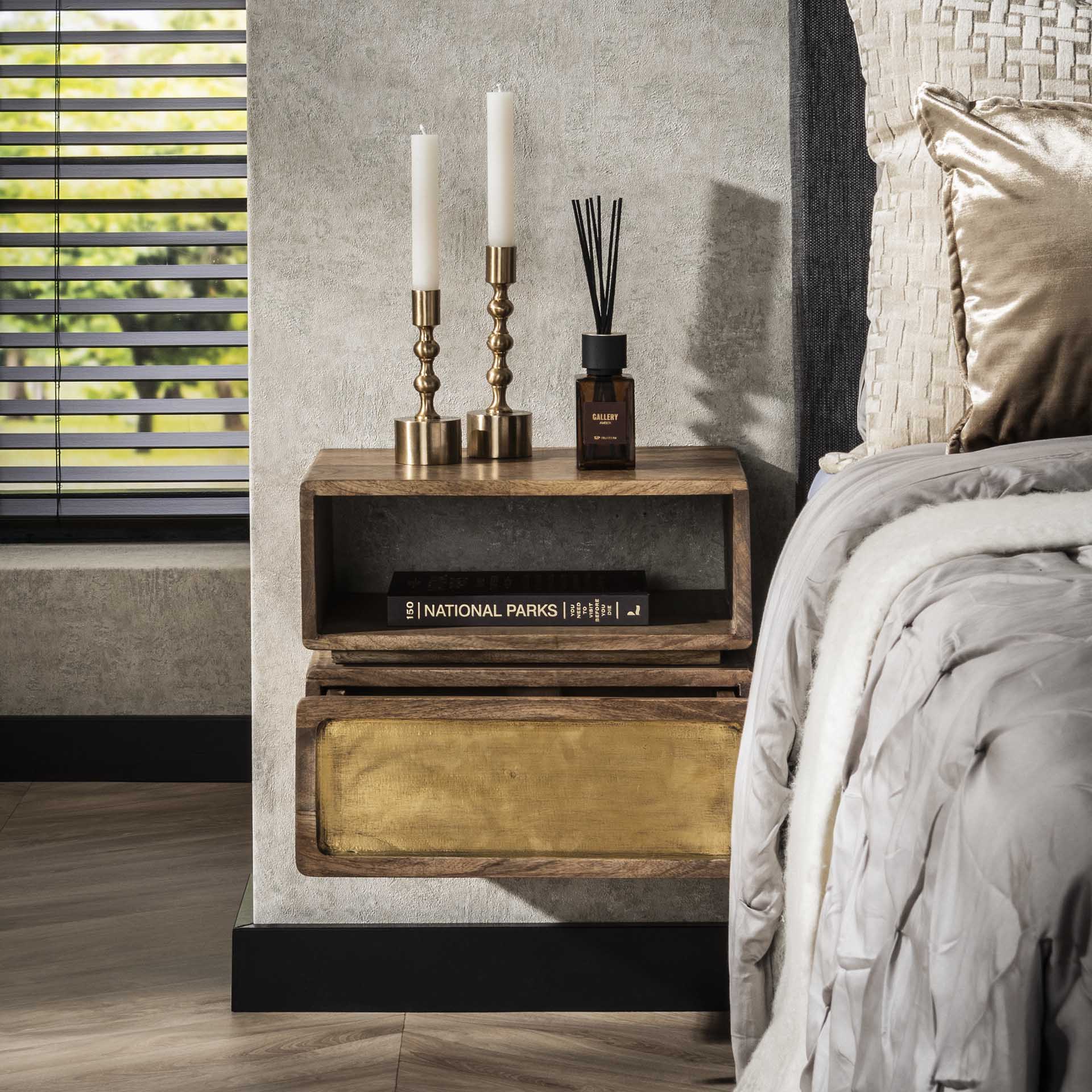 Beistelltisch – Noro Stone – Massivholz Mango Sandfarbe