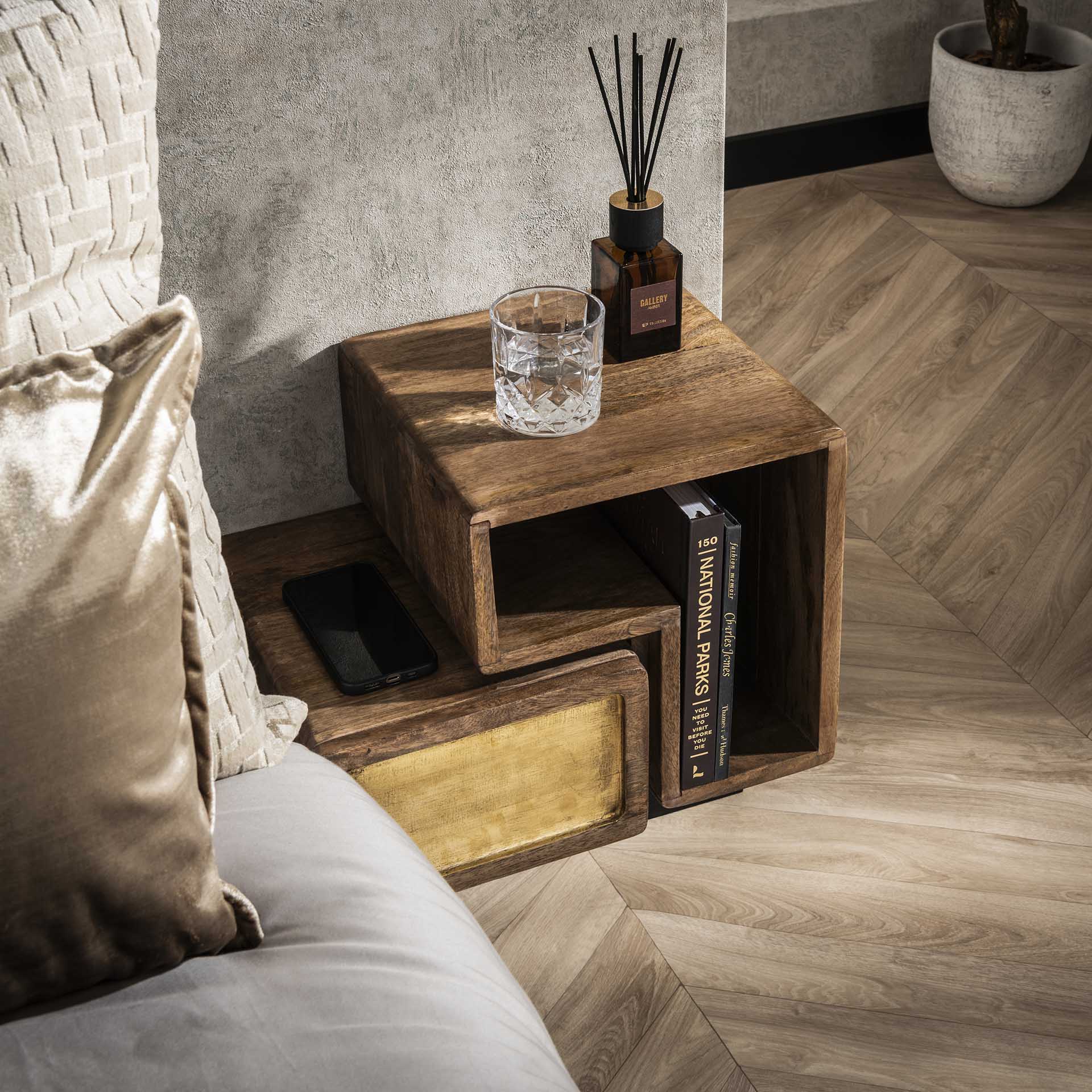 Beistelltisch – Lumina Forma – Massivholz Mango Sandfarbe