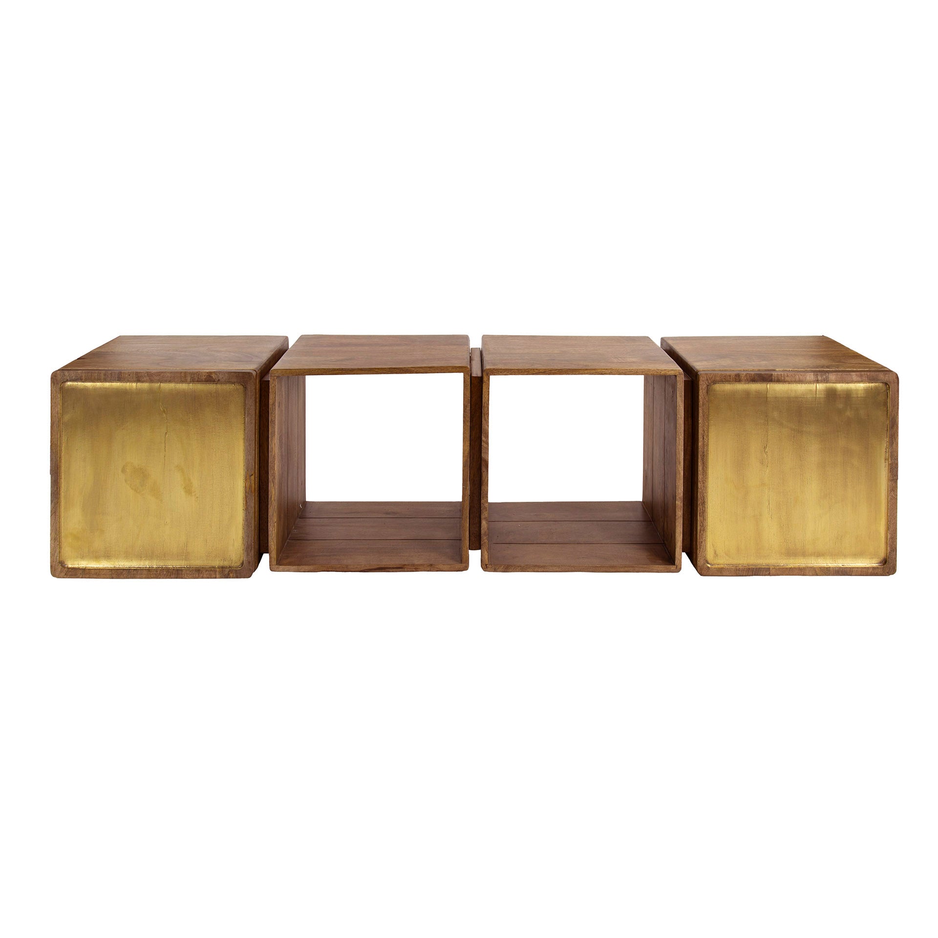 Sideboard & Kommode Bellaro – Mangoholz mit Messing-Akzenten, 2 Türen & offene Fächer, modern & elegant