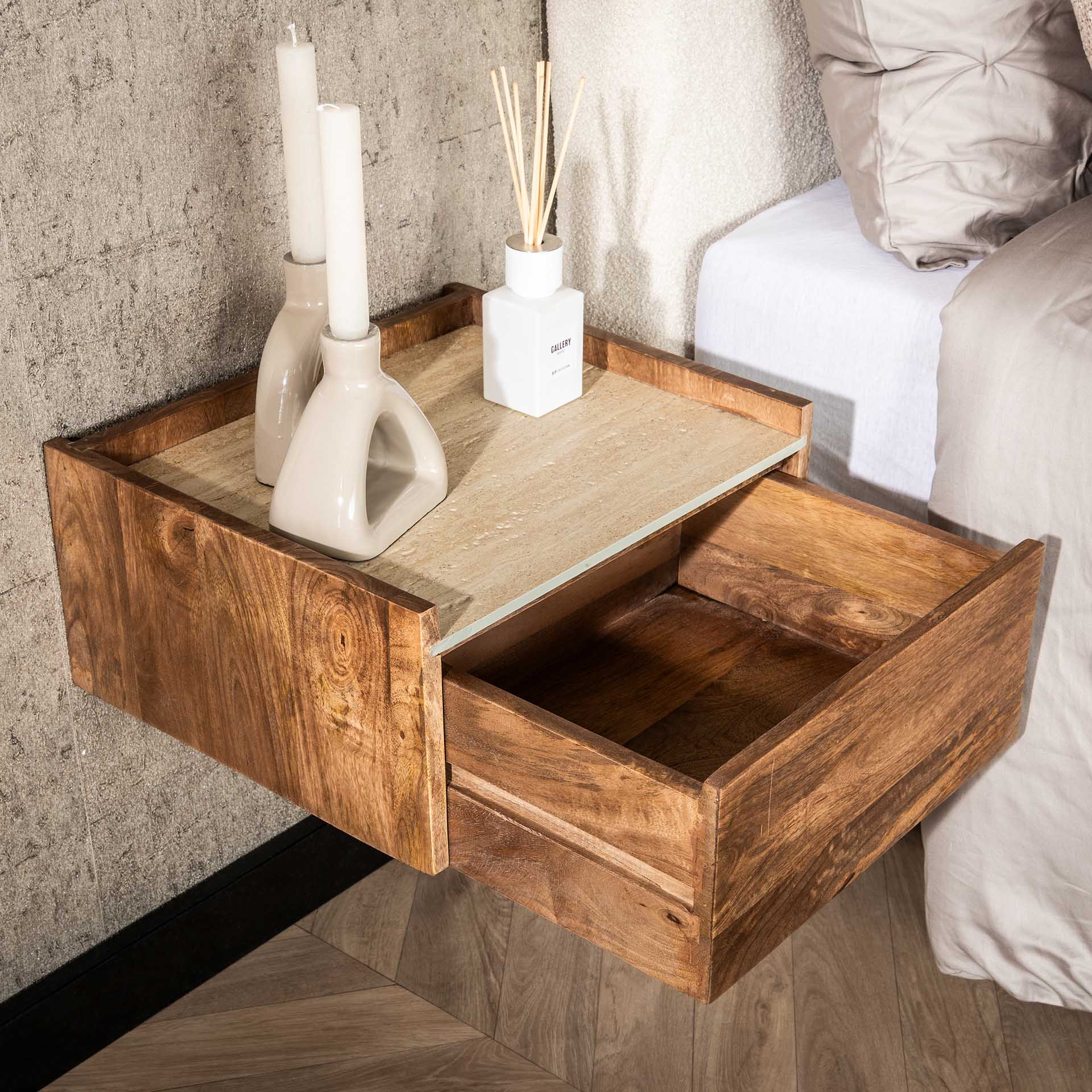 Beistelltisch – Lumina Modern – Massivholz Mango Sandfarbe