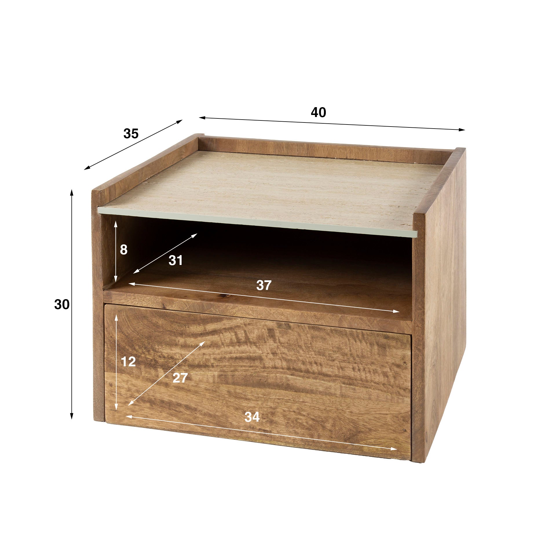 Beistelltisch – Prisma Pure – Massivholz Mango Sandfarbe