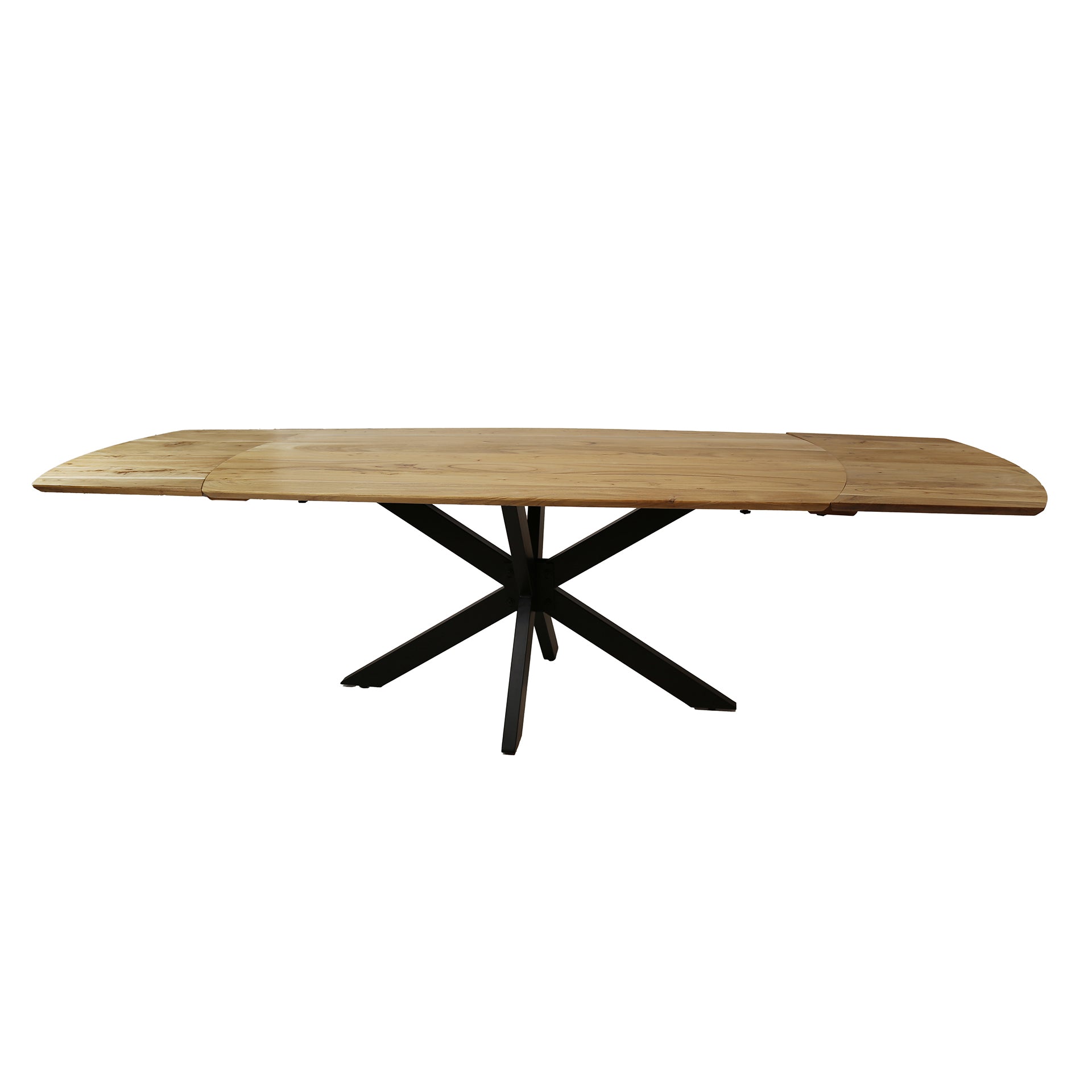Ausziehbarer Esstisch Extendio 175–275 x 90 cm – Tisch aus massivem Akazienholz mit Spinnengestell aus Metall, natur lackiert