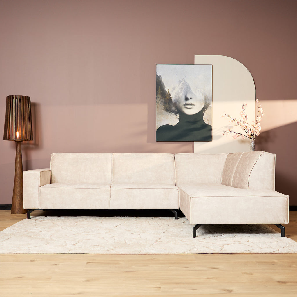 Ecksofa Famous&Glamor Beige 285x210x82 cm – MeinLieblingsplatz Sofa mit Recamiere rechts, Luxus & Komfort