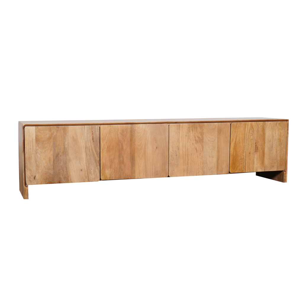 TV-Board TeTey – Mangoholz, 4 Türen, 200 x 40 x 50 cm