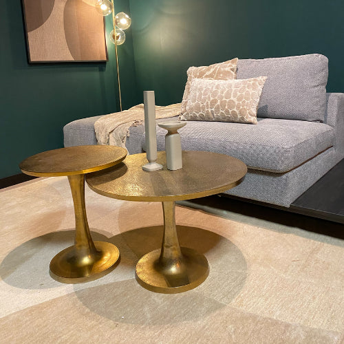 Couchtisch Amara 65x65x42 cm – Aluminium mit edlem Antikgold-Finish, moderner Designer Tisch