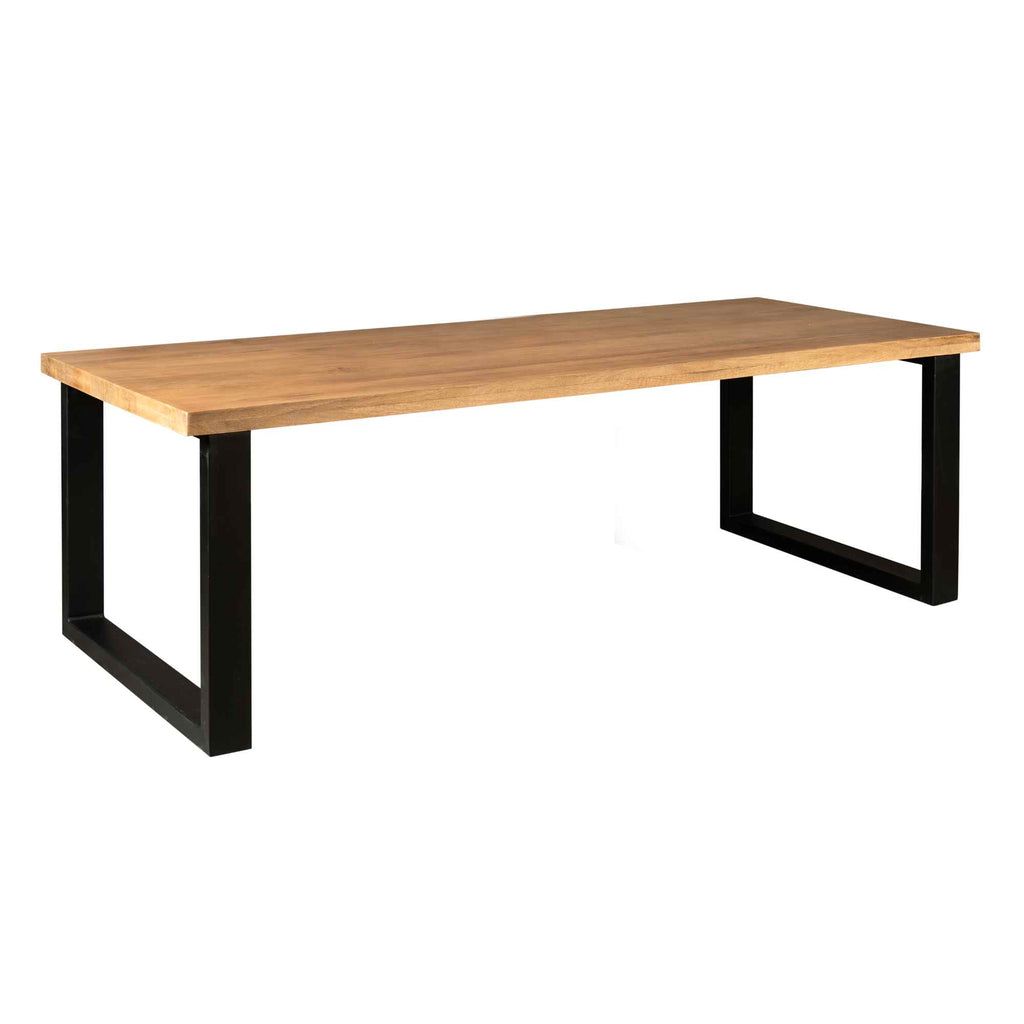 Esstisch Delta – Rechteckiger Mangoholztisch mit schwarzem U-Gestell, 300 x 100 x 76 cm