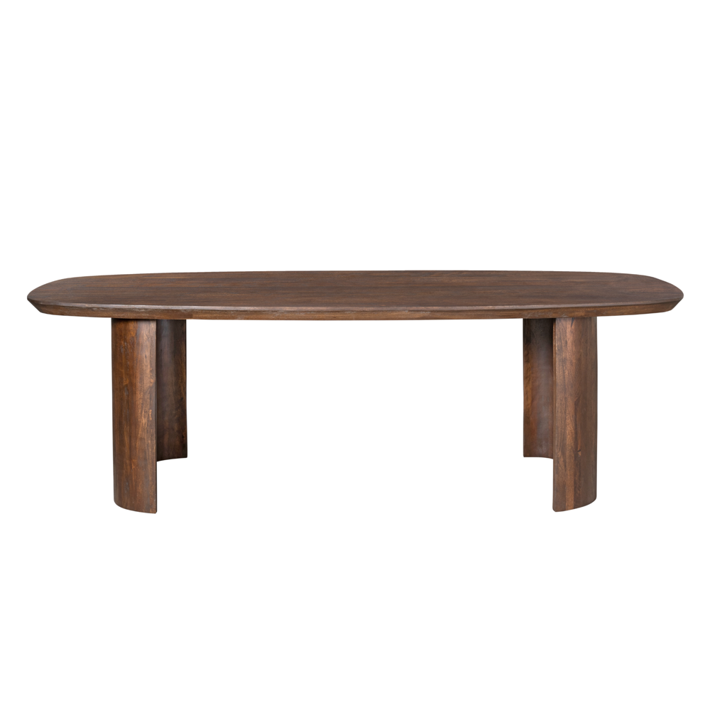 Esstisch Lunero Braun – Massivholz Esstisch aus Mangoholz mit halbrunden Beinen, 200 x 100 x 76 cm