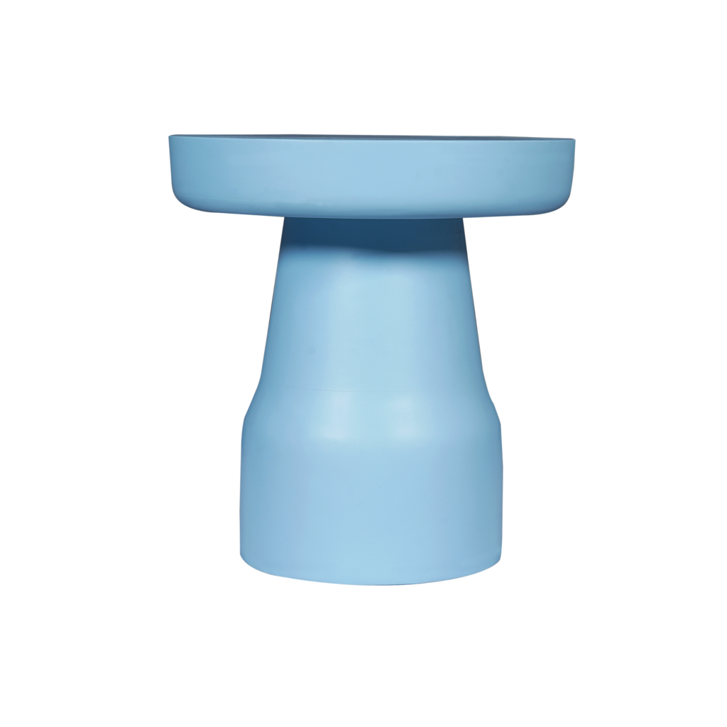Beistelltisch Drum 40x40x42 cm – runder Mango-Holztisch mit blauem Finish