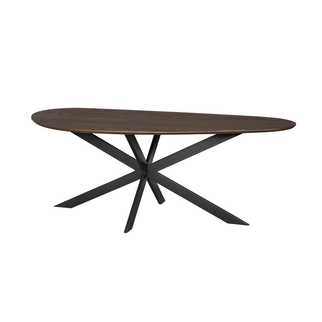 Esstisch Sky Braun – Massiver Eiche Esstisch mit organischer Tischplatte & stabilem Gestell, 210 x 98 x 76 cm