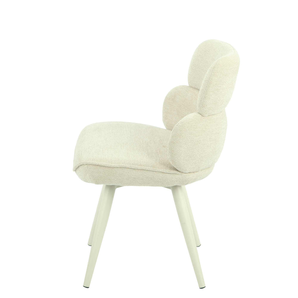 Esszimmerstuhl Abby Beige – moderner Stoffstuhl mit abgerundeter Lehne & hellen Beinen