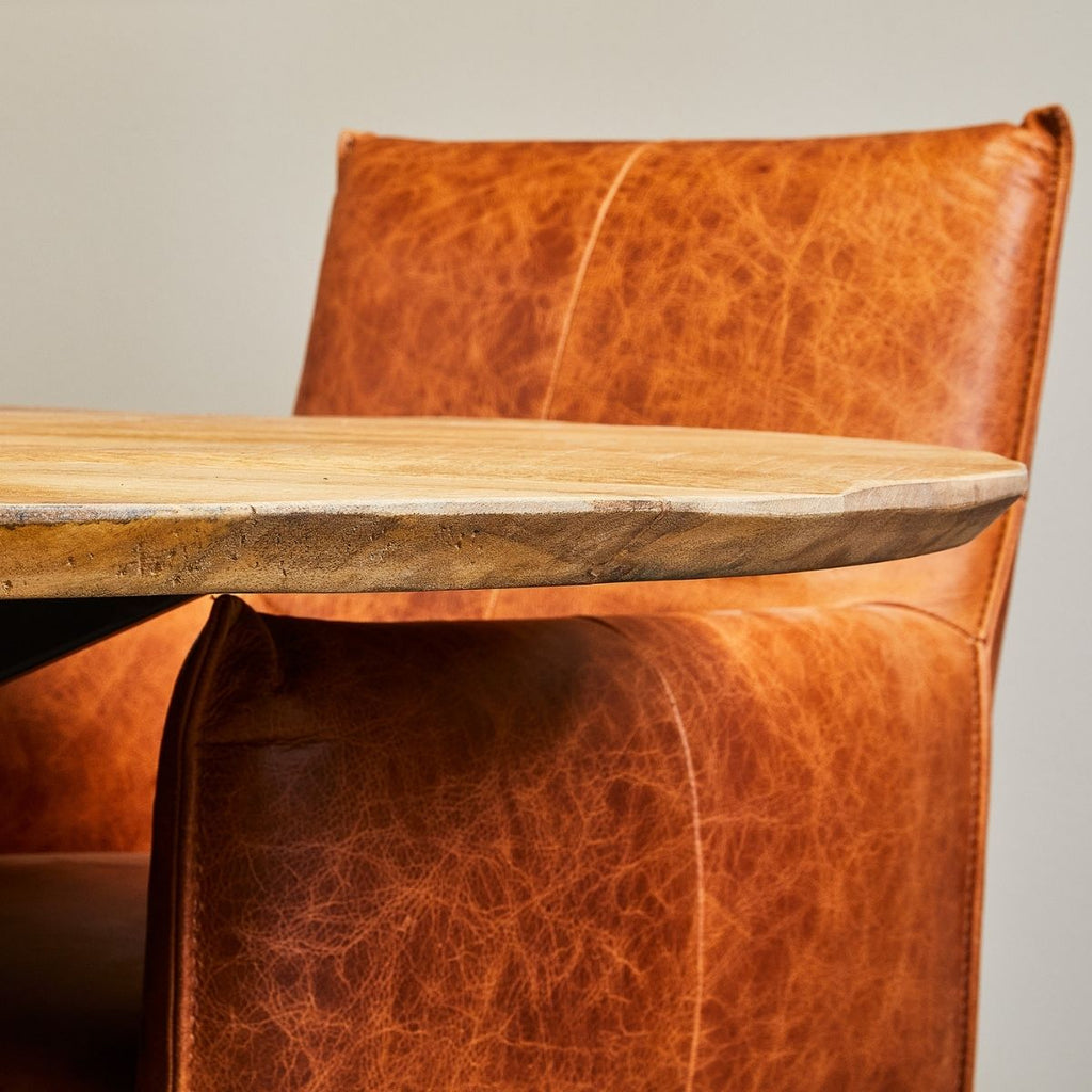 Esstisch Aloy Rund – Mangoholz mit schwarzem Matrixgestell, Ø130 x 77 cm