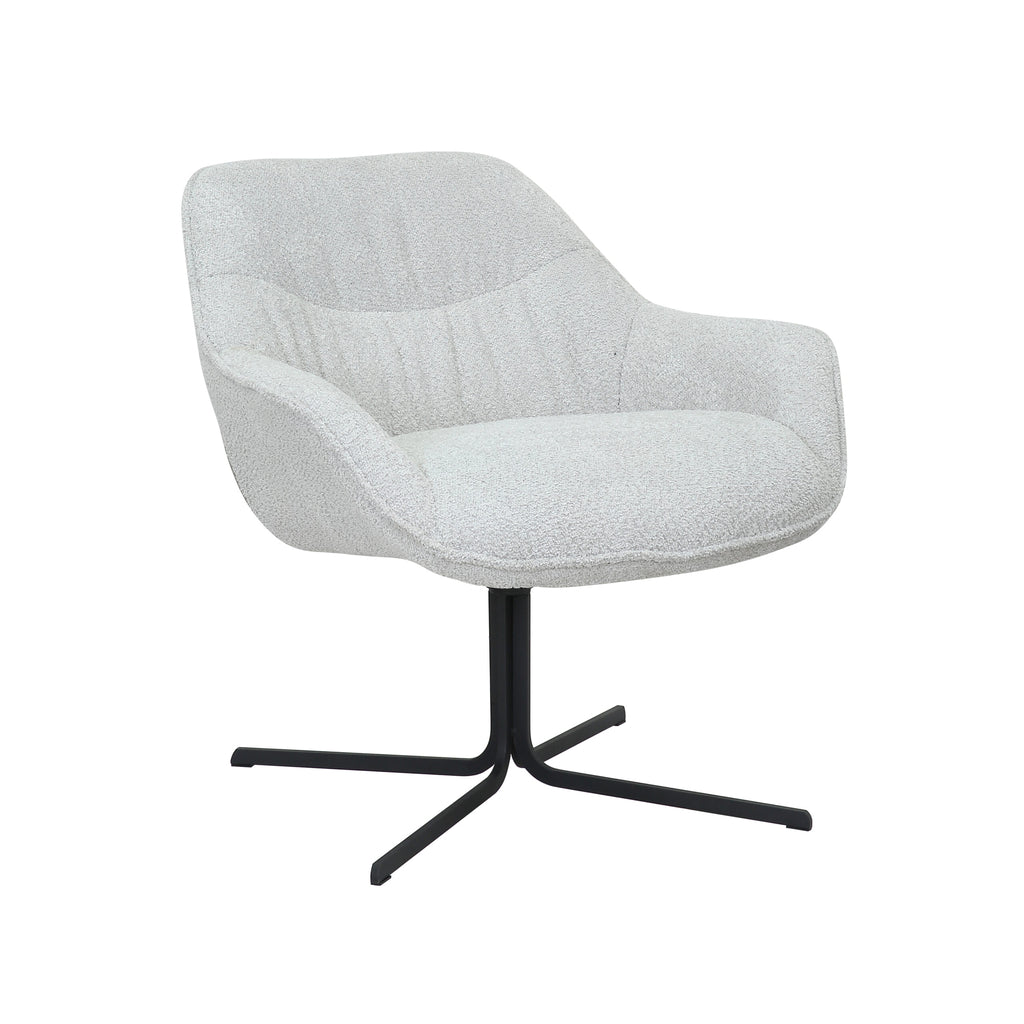 Sessel Miloo Off-White – Drehsessel mit Polsterung aus Polyester & Metallgestell, 79 x 79,5 x 81 cm, moderner Wohnzimmersessel