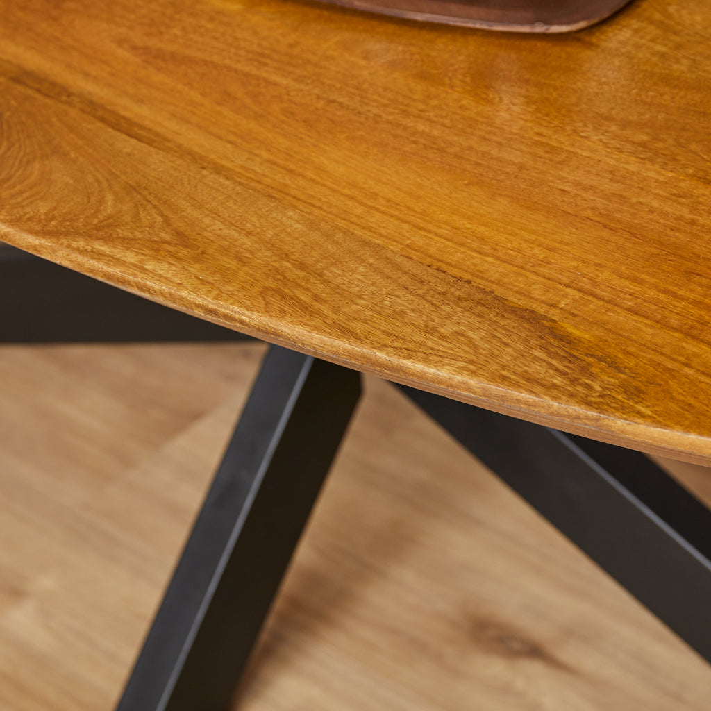 Esstisch Jacky Oval – Massivholztisch aus Mangoholz mit schwarzem Metallgestell, 240 x 110 x 76 cm, 6 cm Platte