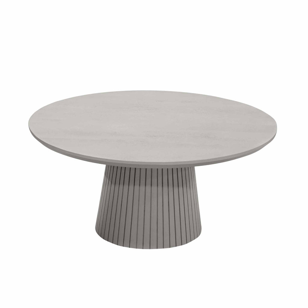 Couchtisch Sole Rund – Salontisch aus Mangoholz mit vertikalem Lamellenmuster, Ø80 x 38 cm