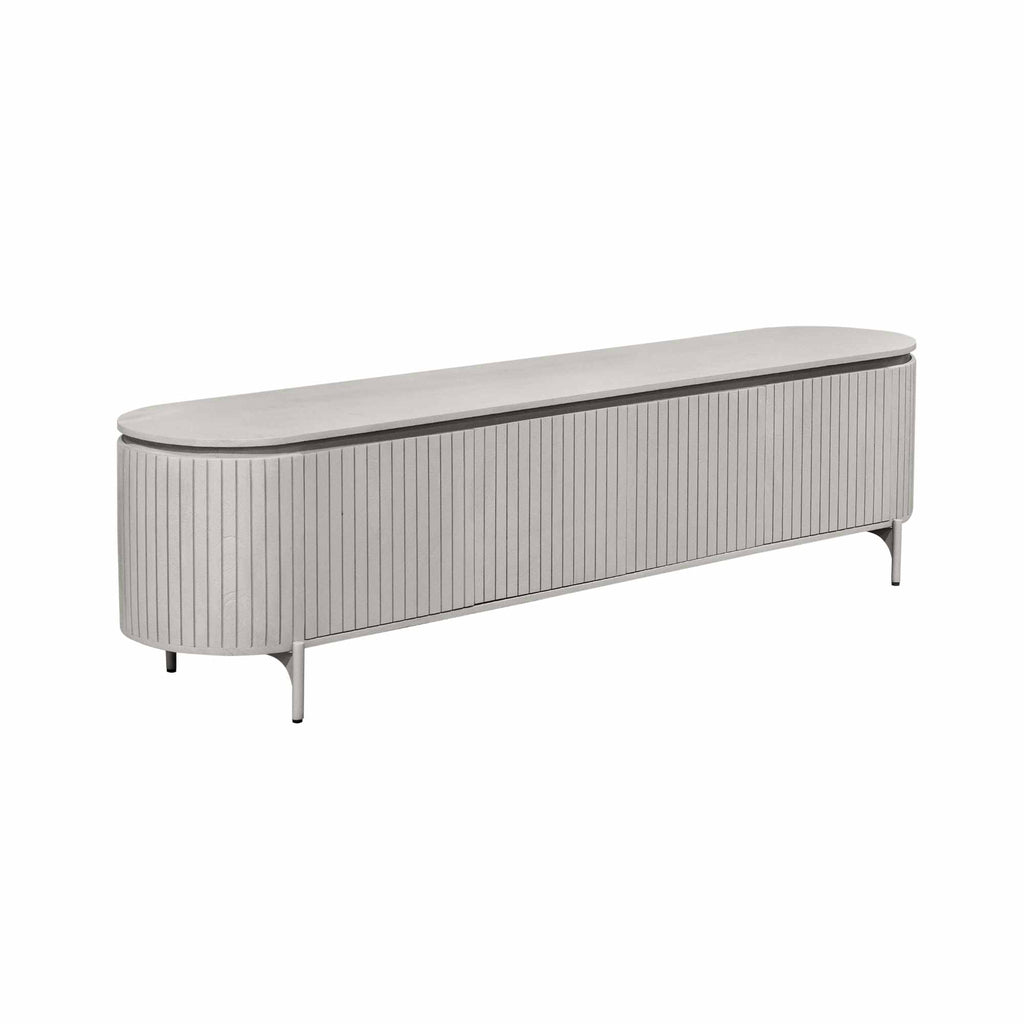 TV-Board Sole – Modernes Lowboard mit vertikalen Lamellen & Stauraum, 210 x 45 x 55 cm