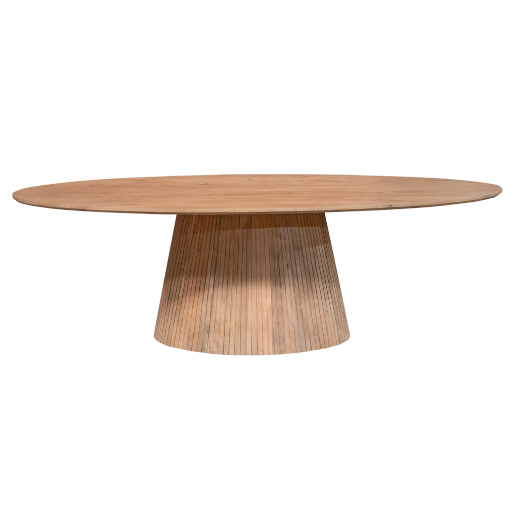 Esstisch Solana – ovaler Tisch aus Mangoholz mit Lattenmuster-Beinen, modern & zeitlos, 210 x 110 x 76 cm