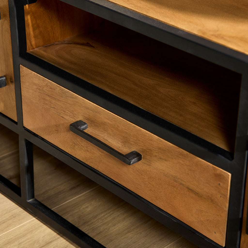 Tv-Schrank Denver | Mangoholz und Stahl | 180 cm