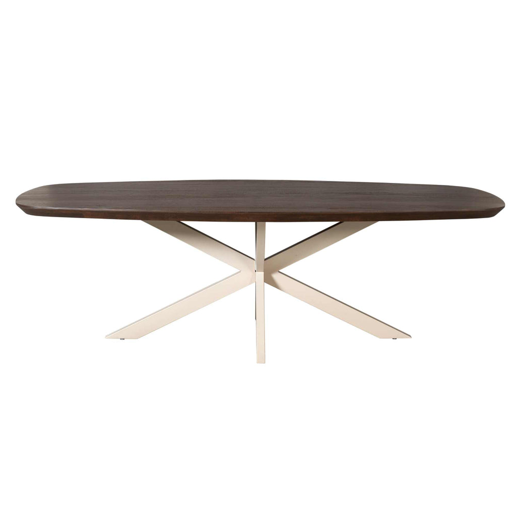 Esstisch Mandy Brown – Mangoholz in Braun, Tischbein mit Sand-Finish, 240 x 110 x 76 cm, modern & elegant