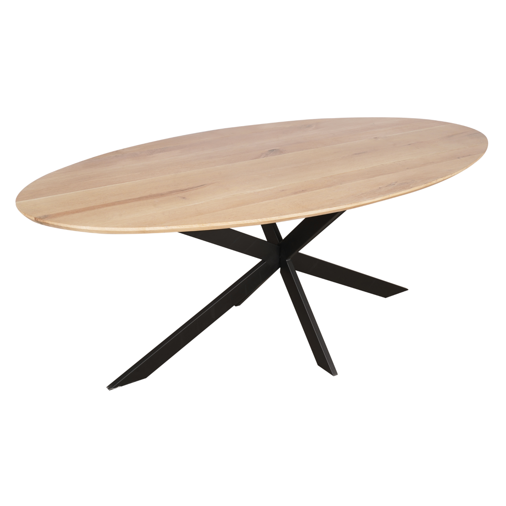 Esstisch Evoque 210x100 cm – FSC Eiche natur, elegante Tischplatte mit Abschrägung & modernes Gestell